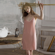 (Cool Feeling) Johan harnesses Sleeping Skirts women Summer Thin Ice Silk Sexy Beauty Back Heather Modell Home Clothes