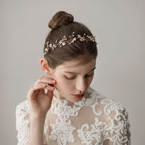 O354 new fresh handmade bridal headdress beautiful super fairy flower multi-gold hair band photo modeling accessories