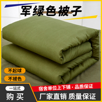Military green cotton quilted by students Thickened Unit Military Training Cotton Quilted by Cotton Bedding Single Dormitory Army Green Cotton Bedding Suit
