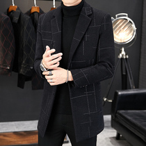 Windbreaker men autumn and winter long style 2021 New woolen coat Korean trend thickening cashmere mens coat