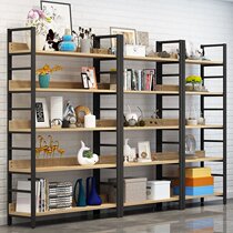 Creative steel and wood bookshelf shelf partition living room display cabinet storage rack display stand Floor-to-ceiling wall shelf Wrought iron