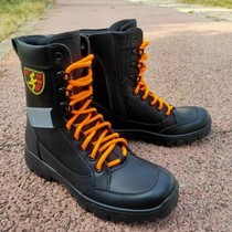 Fire rescue Boots Black all leather rescue shoes outdoor rescue high waist boots