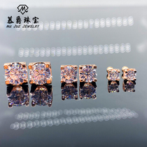 Earrings female 925 sterling silver plated 18K gold bull head high carbon drill moisanishi single diamond simple temperament small earring