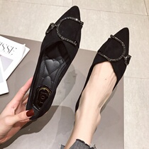 Pointed flat shoes womens single shoes 2021 New Four Seasons single shoes black work shoes small heel womens shoes Spring