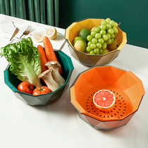 Kitchen Wash Basin Drain Basket Sink Wash Vegetable Basin Naughty Basin Versatile Fruit Vegetable Bilayer Plastic storage