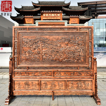 Tang Lv floor screen partition living room solid wood Chinese antique double-sided carved decoration wear Hall office seat screen