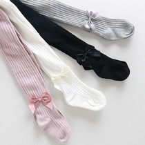 White pantyhose spring and autumn thin childrens cotton 1-3 years old girl leggings 2 baby Siamese socks