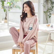 Sleepwear Lady Spring Autumn Korean Version Sweet and cute Exterior Wearing Cartoon Student Full Cotton Home Conserved Autumn Long Sleeve Pure Cotton Suit