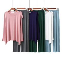 Spring and autumn thin pajamas female modal trousers long-sleeved air-conditioned house home clothes color matching suit