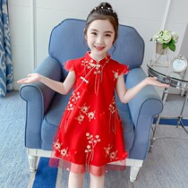 Girls dress with dress for summer clothes 2022 red ancient dress Childrens summer qipao dress girl show Fancy Dress Princess Hanfu