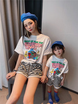 Special pro-submount Fried Street Pure Cotton Short Sleeves 2021 Summer Ocean Gas Loose Cartoon Printed Blouse with Female Clothing Tide
