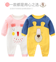 2021 baby one-piece spring newborn clothes Baby cotton pajamas long-sleeved spring mens and womens rompers to wear outside
