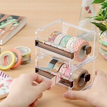 Japan imported tape cutter desktop office stationery with seat can be superimposed hand account storage box