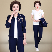 Middle Aged Mother Autumn Clothing Sports Casual Suit Middle-aged Womens Clothing 2019 New Foreign Air Jacket Seniors Clothes