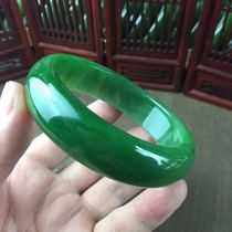Xinjiang Hetian Jade Jasper bracelet spinach green no black spot to send certificate natural A goods