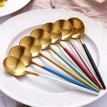 Nordic spoon stainless steel mesh red spoon home color couple dessert spoon cake ice cream spoon spoon spoon spoon