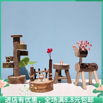 Ornaments wooden creative ins original handmade diy home accessories Kindergarten computer table personality retro simplicity