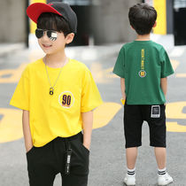 150 boys summer dress childrens clothing summer suit 2021 New Korean version of Zhongdabi cotton short sleeve t-shirt two-piece set