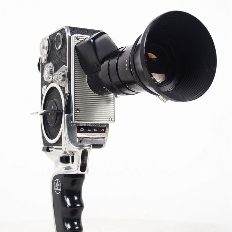 The 1950s Western Antique Swiss Bolex P2 8mm 8mm film camera with handle 8