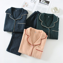 Couple Sleeping Mens Lady Spring and Autumn Thickened Pure Cotton Long Home Clothing Full Cotton Autumn Winter style Winter clip cotton warm suit