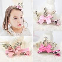 Childrens hair accessories rhinestone bow three-dimensional Crown Princess hairclip baby hairpin girl accessories