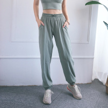 2021 new European and American lulu loose breathable sports pants womens hips thin fashion thin running fitness pants