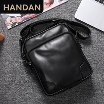 Men Genuine Leather Shoulder Bag Casual Head Layer Bull Leather Skew Satchel 2022 New Multifunction Business Man Little Backpack Tide
