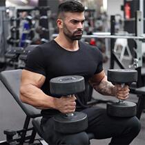 2021 New Summer Muscle Short Sleeve Men T-Shirt Round Collar Fitness Sports Tight Fit running training clothes