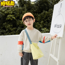 Thumb fish Boys Girls clothes spring and autumn 2020 New Tide Korean version of foreign color base shirt female candy color