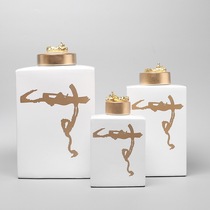 Modern Nordic American creative ceramic storage tank Three sets of new Chinese living room Home Genguan Decorations Pendulum