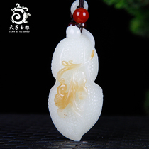 Tiangzi jade carving Xinjiang Hetian Jade sugar jade life wishful pendant men and women jade necklace jade pendant jade pendant