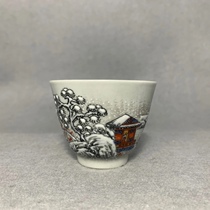 Jingdezhen stock pure hand-painted Snow figure snow scene Cup Master Cup pastel smell Cup bag really