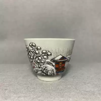 Jingdezhen stock pure hand-painted Snow figure snow scene Cup Master Cup pastel smell Cup bag really
