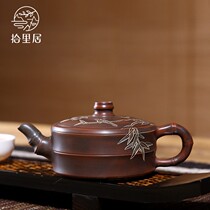ten livable Guangxi Qinzhou Clay Xingtao Teapot Teapot Bamboo Section Pot Pure Hand Carved Clay Xingtao Teapot Tea Tea Ware Tea Ware
