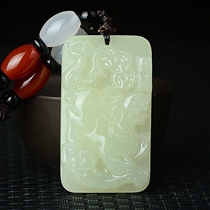 Natural Hetian jade Pixiu pendant Mens lucky transport evil spirits necklace Jade jade jade female jade pendant