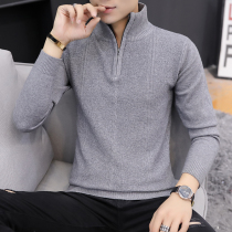 Mens half turtleneck sweater 2019 autumn and winter thick Korean version of the trend personality stand collar clothes base knitted sweater