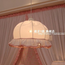 Pink Round Dot water jade pink salad edge cloth art hanging lamp English style Country hanging lamp field hanging lamp Korean version hanging lamp