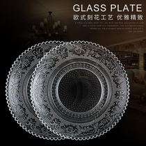 Crystal glass fruit plate snack plate creative modern living room coffee table ktv snack plate snack plate cold dish platter
