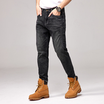 Autumn and winter jeans mens elastic slim small feet Tide brand casual 2021 new trend mens long pants mens pants