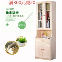 Solid wood bookcase shelf shelf simple children with drawer with glass door Storage bookcase special-shaped bookcase