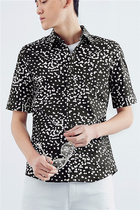 Mens too series autumn new watermark pattern short-sleeved versatile handsome mens shirt 695 cut label