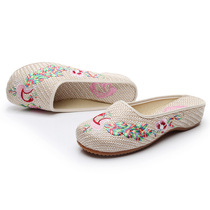Old Beijing cloth shoes Ladies embroidered shoes tocloth linen shoes summer sandals embroidered slippers women Leisure