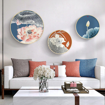 A Lotus new Chinese Zen Lotus decorative painting round painting Chinese style living room hanging painting restaurant study mural