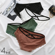 Pure Cotton Crotch Lace Side Sexy Lady Underpants Low Waist Modale Without Marks Slim with Skin Breathable Sweet and Sweet Triangle Pants