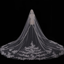 (Palace Lace) Extravagant Retro Bridal Bride Wedding Ceremony Big Head Yarn Long style Trailing Wedding photo Photo accessories