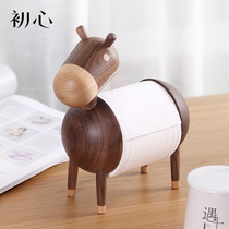 Initial creative paper towel holder solid wood tissue holder roll paper holder non-perforated toilet living room kitchen vertical hand paper holder