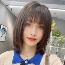 womens summer short real hair full real human hair simulation full head cover air bangs fashion net red bobo head