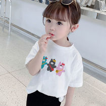 Pure cotton foreign air children T-shirt girl short sleeve blouses summer cartoon T-shirt foreign air kids clothes and childrens summer clothes