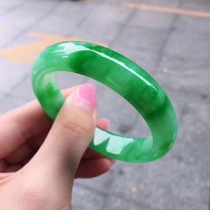 Jade make Jade high-end ice seed Yang green floating flower noble concubine bracelet natural Jade A goods jade bracelet Womens