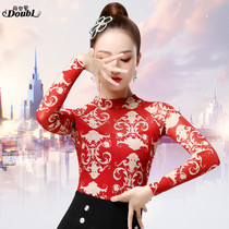 Dang Bao Luos new female high collar Latin dance blouses Dancing Clothes National Standard Dance and Autumn Winter Long sleeves Morden Dance